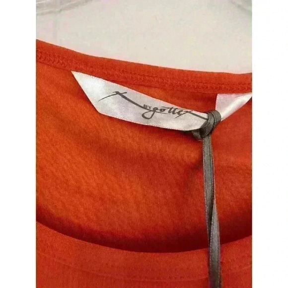 Women's Orange Black Mesh Short Sleeve Size L Large Athletic Top by Gottex NEW - Picture 13 of 16